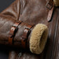B021 Men's Real Shearling Sheepskin Leather Pilot Aviator Flying Jacket