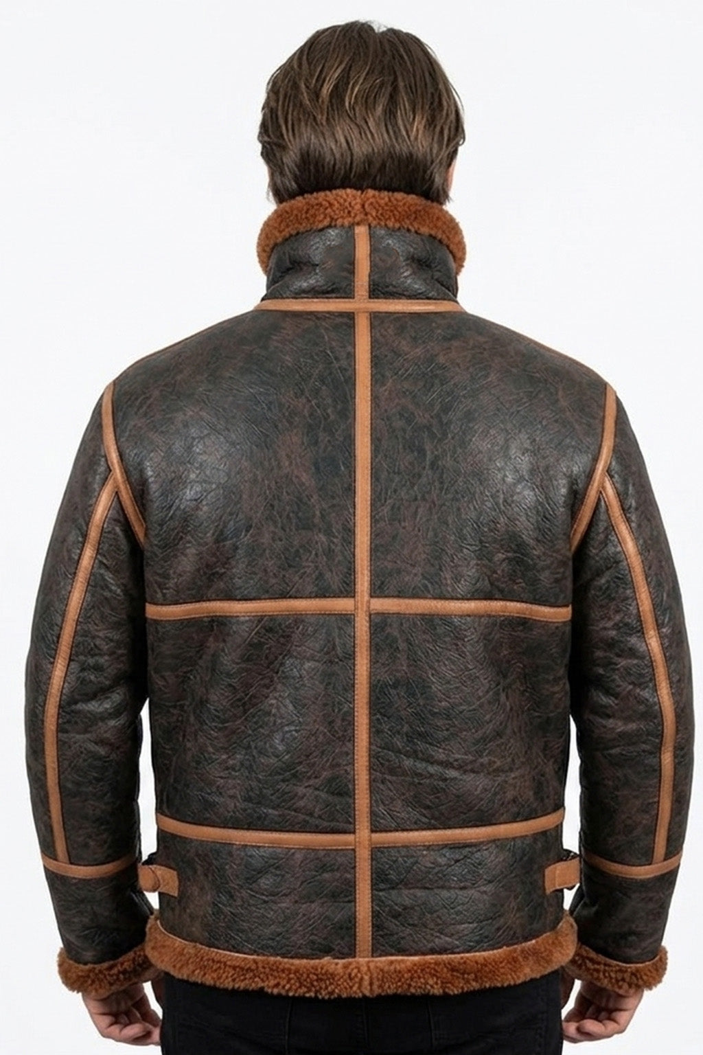 B022 RAF Brown Shearling Winter Fashion Bomber Aviator Jacket