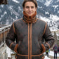 B022 RAF Brown Shearling Winter Fashion Bomber Aviator Jacket