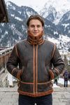 B022 RAF Brown Shearling Winter Fashion Bomber Aviator Jacket