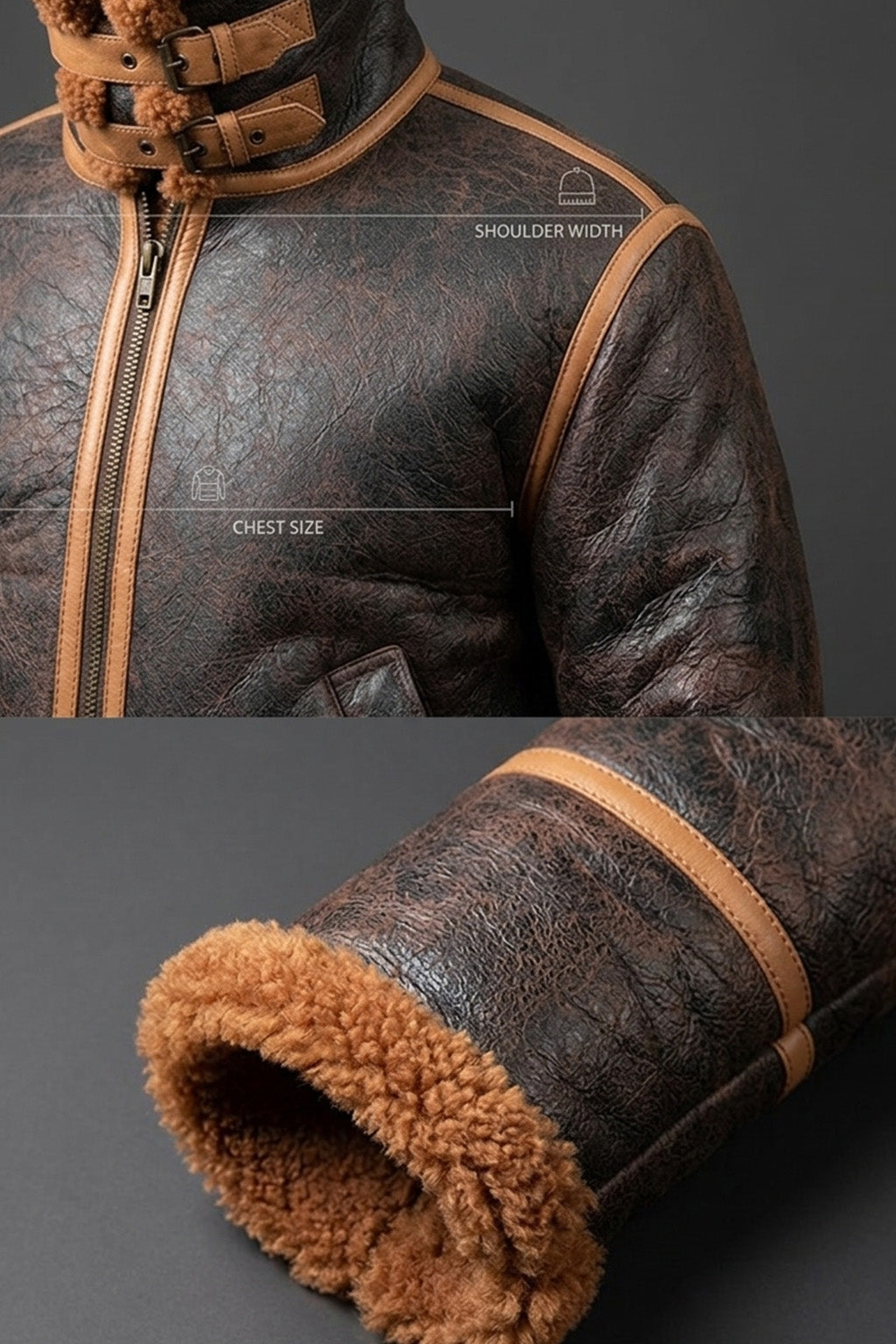 B022 RAF Brown Shearling Winter Fashion Bomber Aviator Jacket