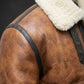 B023 Men's Fashion Fur Shearling Brown Bomber Winter Warm Real Leather Jacket
