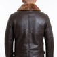 B024 Fur Shearling Men Warm Bomber Brown Genuine Leather Jacket Winter Coat