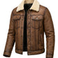 B026 Men Classic B3 Original Real Leather Jacket Brown Off White
