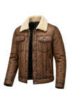 B026 Men Classic B3 Original Real Leather Jacket Brown Off White
