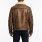 B026 Men Classic B3 Original Real Leather Jacket Brown Off White