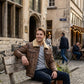 B026 Men Classic B3 Original Real Leather Jacket Brown Off White