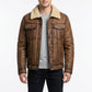 B026 Men Classic B3 Original Real Leather Jacket Brown Off White