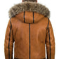 B027 Men Classic Top Gun Real Leather B3 Jacket Dean Tan White Fox Fur Hood