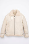 B028 Men Real Leather Fur Shearling Jacket White