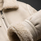 B028 Men Real Leather Fur Shearling Jacket White