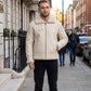 B028 Men Real Leather Fur Shearling Jacket White