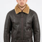 B029 Men Real Leather Aviator Jacket with Fur Collar and Belted Waist