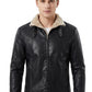B031 Men Real Leather Aviator Jacket - Black Sheep Shearling Fur Collar