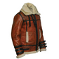 B032 Men  Aviator Real Leather Shearling Jacket Brown