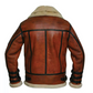 B032 Men  Aviator Real Leather Shearling Jacket Brown
