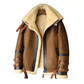 B033 Men’s Real Leather Shearling Aviator Jacket Brown