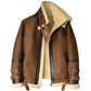 B033 Men’s Real Leather Shearling Aviator Jacket Brown