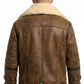 B033 Men’s Real Leather Shearling Aviator Jacket Brown