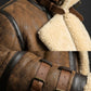 B033 Men’s Real Leather Shearling Aviator Jacket Brown