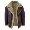 B034 B3 Flight Bomber Brown Aviator Army Style Real Leather Jacket