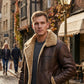 B034 B3 Flight Bomber Brown Aviator Army Style Real Leather Jacket