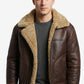 B034 B3 Flight Bomber Brown Aviator Army Style Real Leather Jacket