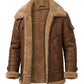 B035 Men B3 Real Leather Aviator Bomber WW11 Shearling Jacket Black & Brown
