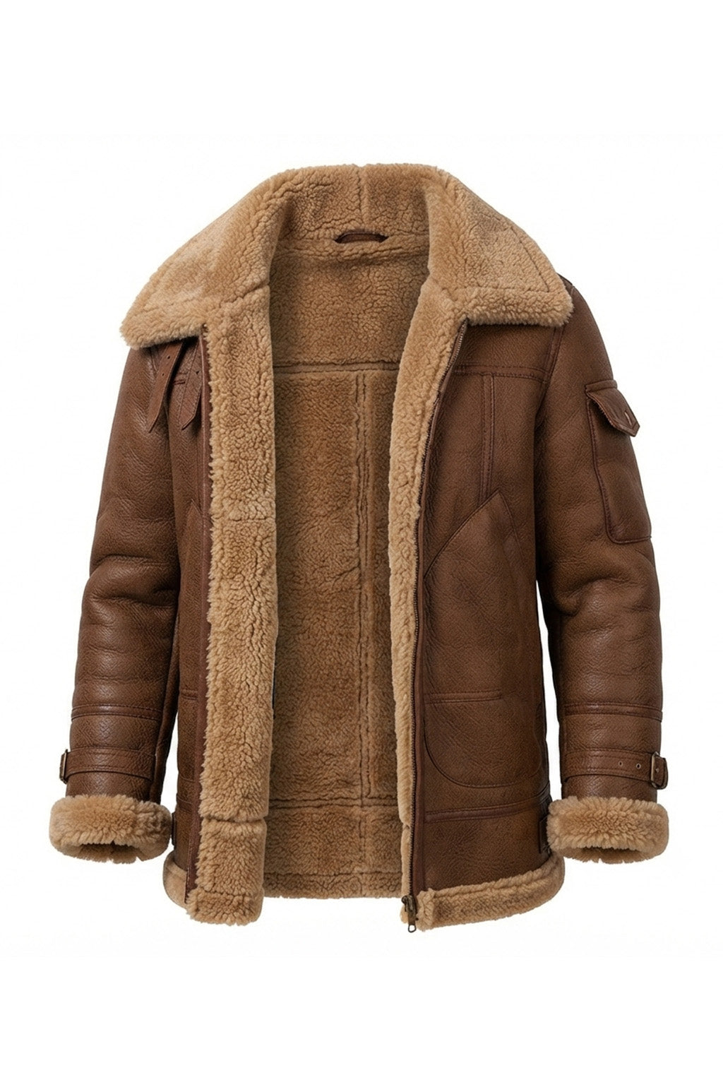 B035 Men B3 Real Leather Aviator Bomber WW11 Shearling Jacket Black & Brown