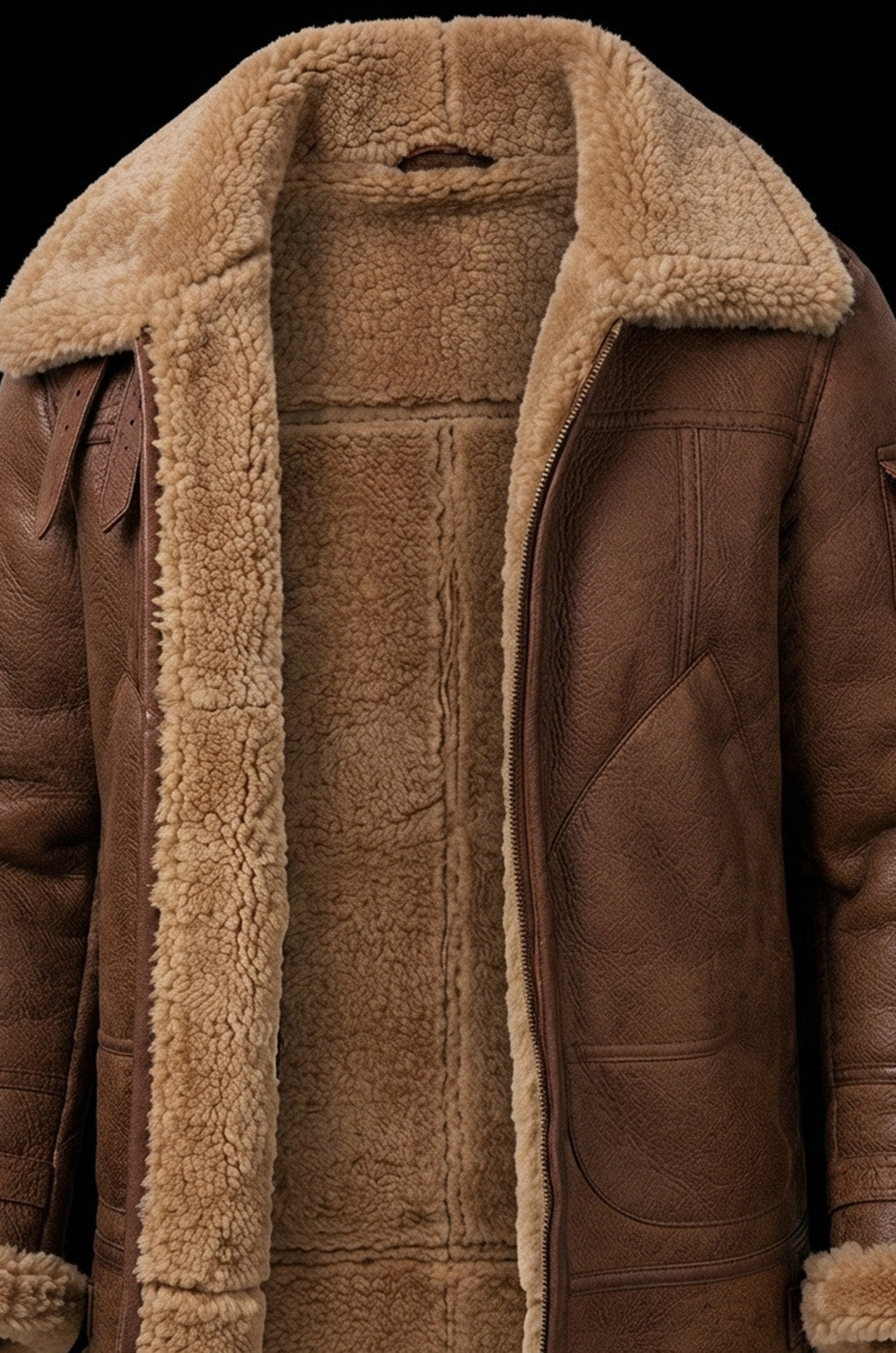 B035 Men B3 Real Leather Aviator Bomber WW11 Shearling Jacket Black & Brown