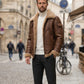 B035 Men B3 Real Leather Aviator Bomber WW11 Shearling Jacket Black & Brown