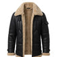 B035 Men B3 Real Leather Aviator Bomber WW11 Shearling Jacket Black & Brown