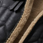 B035 Men B3 Real Leather Aviator Bomber WW11 Shearling Jacket Black & Brown