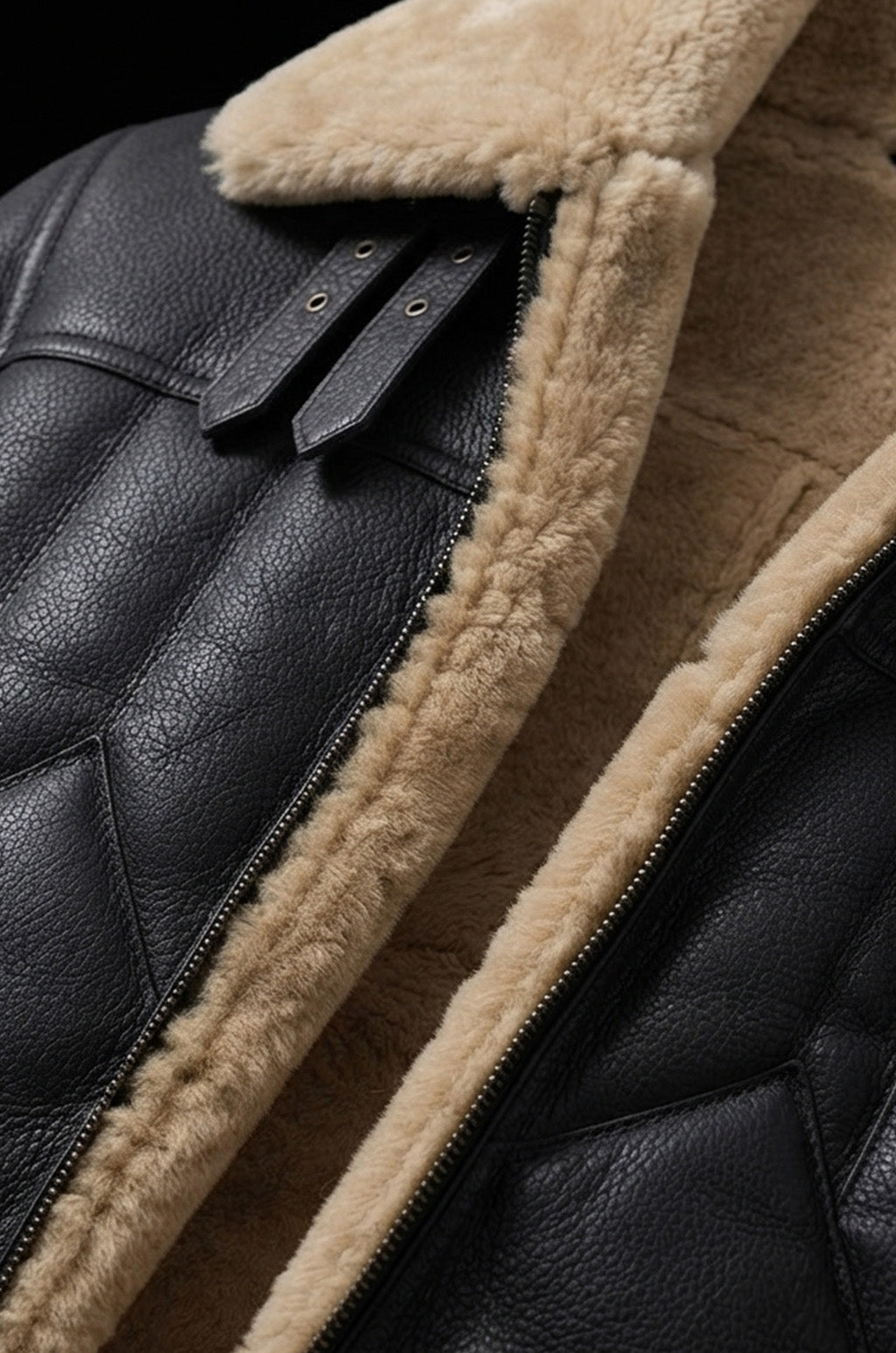 B035 Men B3 Real Leather Aviator Bomber WW11 Shearling Jacket Black & Brown
