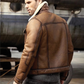 B026 Men Classic B3 Original Real Leather Jacket Brown Off White