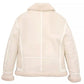 B028 Men Real Leather Fur Shearling Jacket White