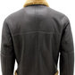 B029 Men Real Leather Aviator Jacket with Fur Collar and Belted Waist