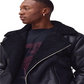 B030 Men Real Leather  Aviator Jacket Black Sheep shearling Fur Collar