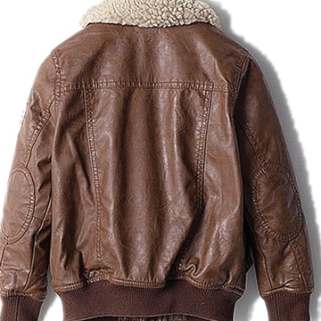 A002 Men's Real Leather Flight Bomber Aviator Jacket  Brown with Removable Fur Collar