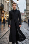 C007 Matrix Neo Twill Coat Keanu Reeves Black Trench for Men's