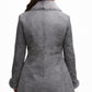 Women Classic Retro Vintage Grey Fur Genuine Sheepskin Leather Coat