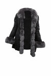 F001 HoL Brand Women's Real Black Suede Leather Coat
