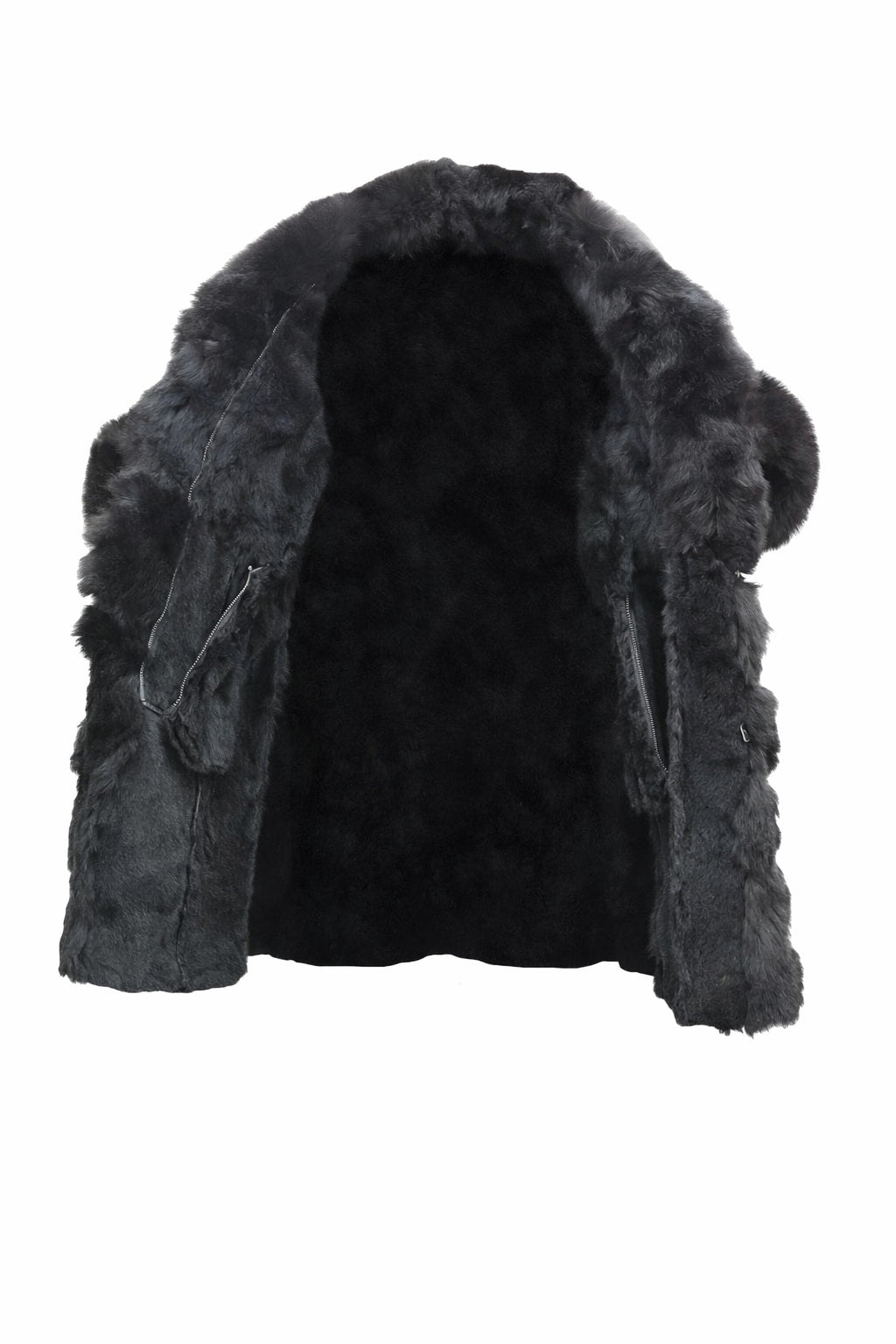 F001 HoL Brand Women's Real Black Suede Leather Coat
