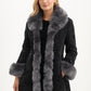 F001 HoL Brand Women's Real Black Suede Leather Coat