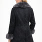 F001 HoL Brand Women's Real Black Suede Leather Coat