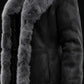 F001 HoL Brand Women's Real Black Suede Leather Coat