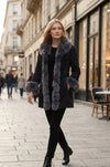 F001 HoL Brand Women's Real Black Suede Leather Coat
