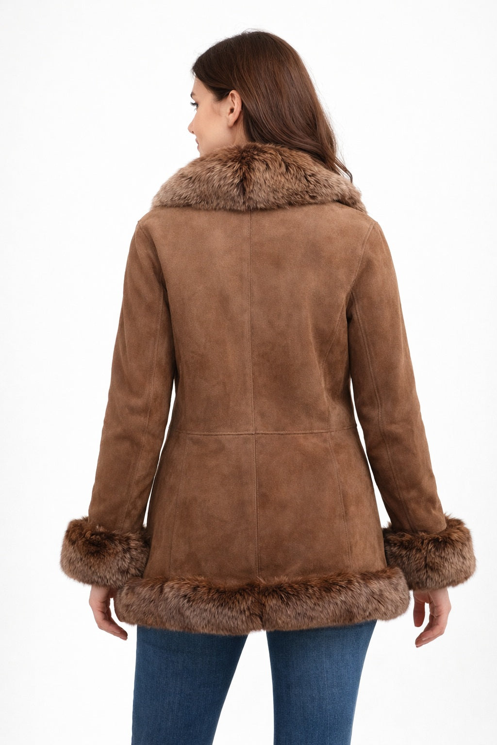 F002 HoL Women's Real Brown Real Sheep Shearling Fur Coat-Medium-Clearance Sale 2024