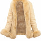 F003 HoL Women's Real Camel Brown Suede Leather Coat