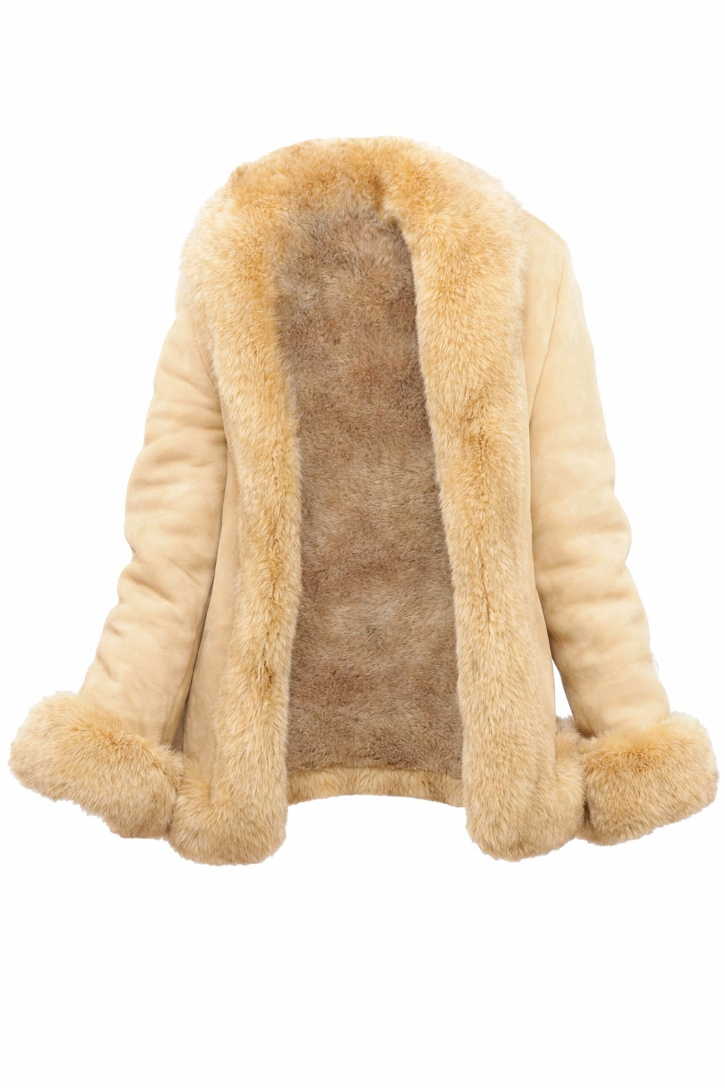 F003 HoL Women's Real Camel Brown Suede Leather Coat